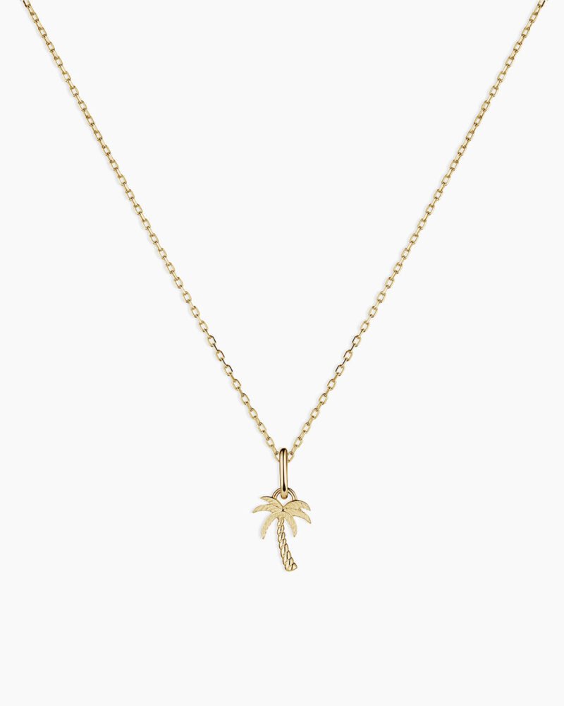 14k Gold Palm Charm Necklace