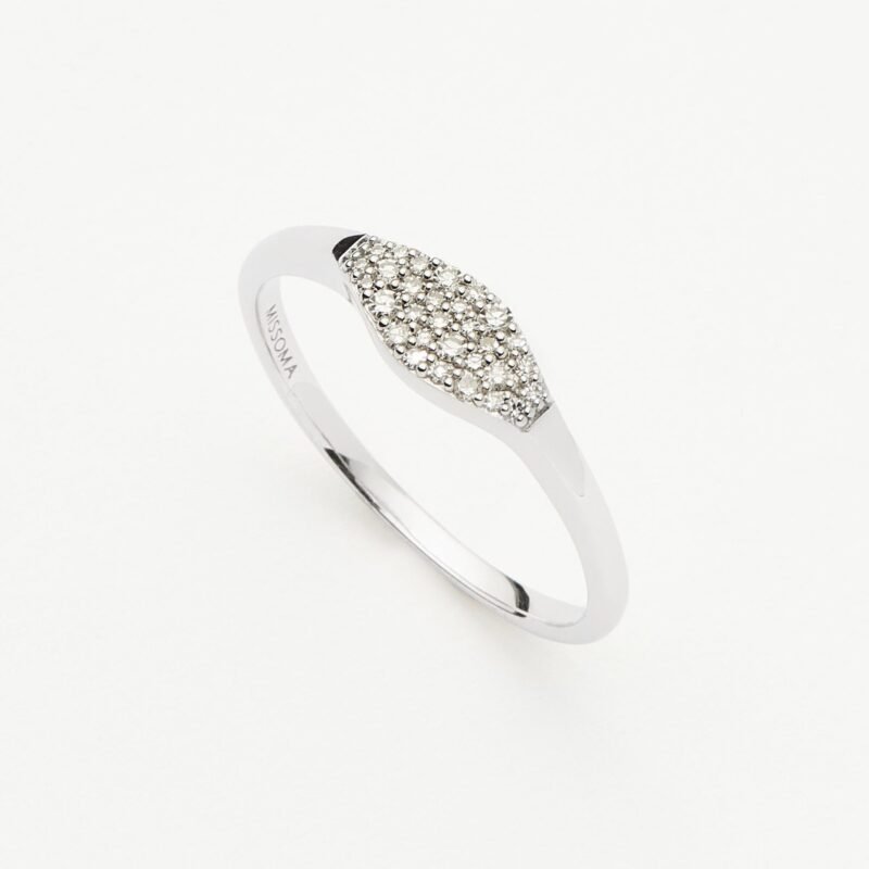 Fine Diamond Signet Ring | 14ct Solid White Gold/Diamond