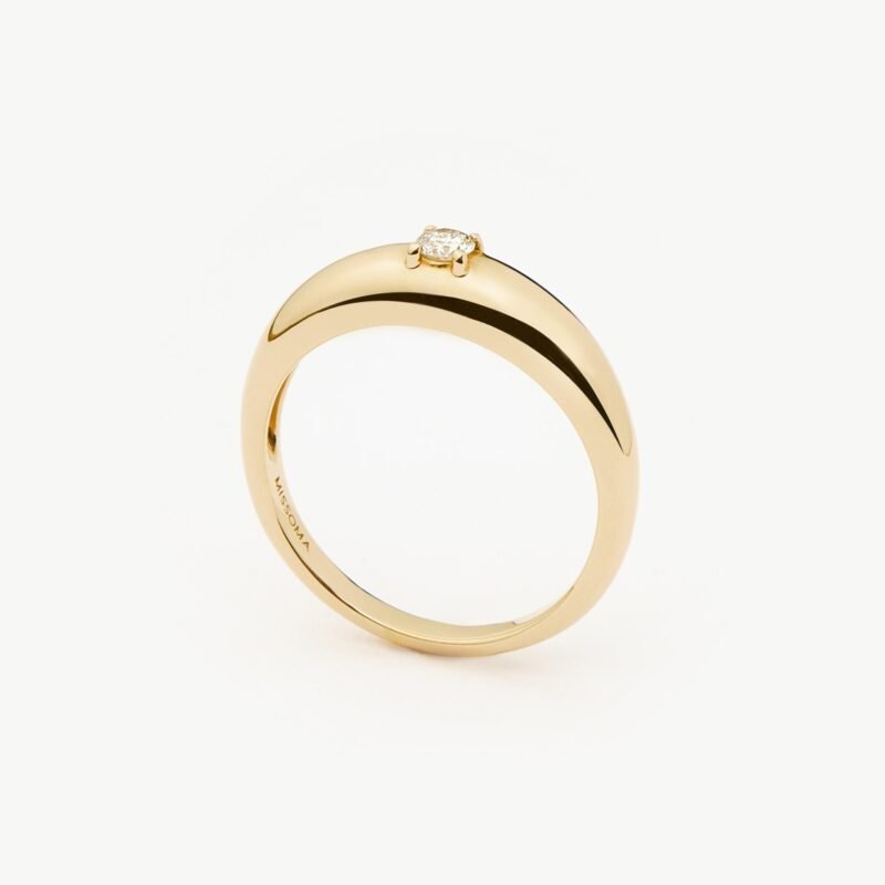 Fine Single Diamond Classic Dome Ring | 14ct Solid Gold/Diamond