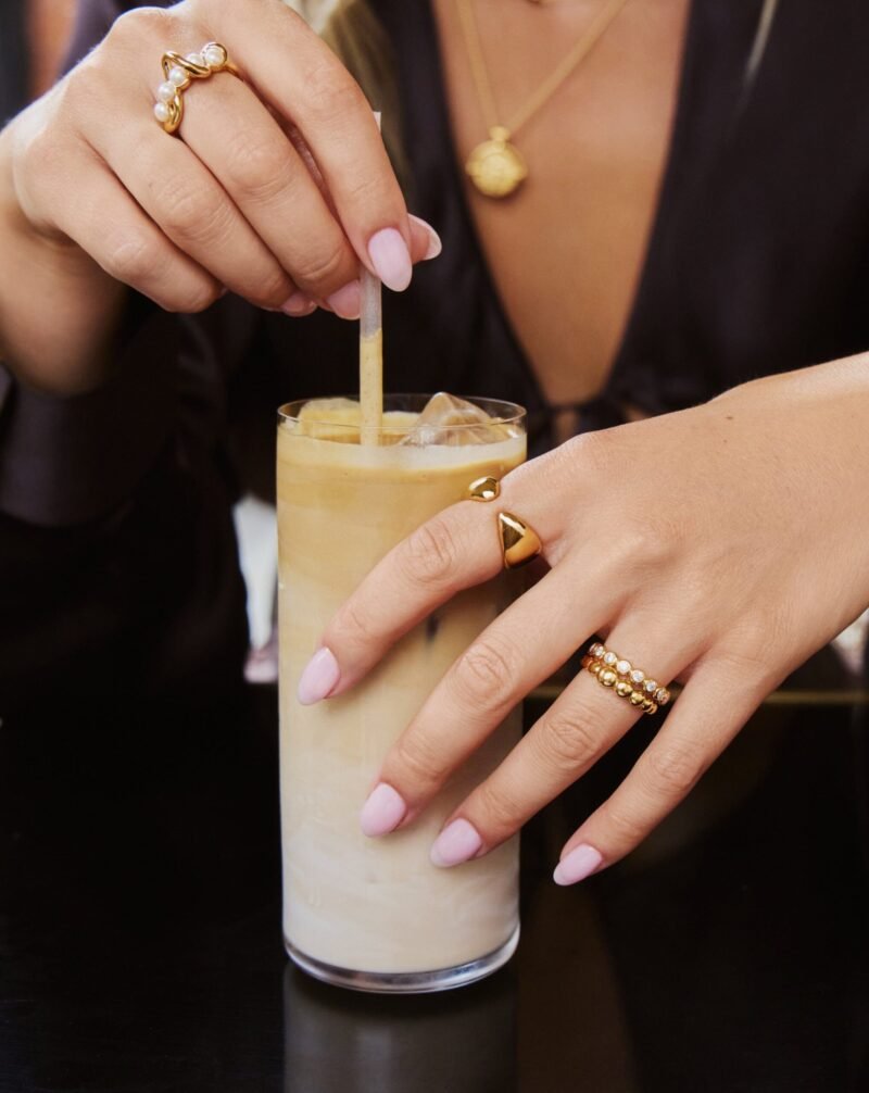 Molten Pearl Twisted Stacking Ring | 18ct Gold Vermeil/Pearl