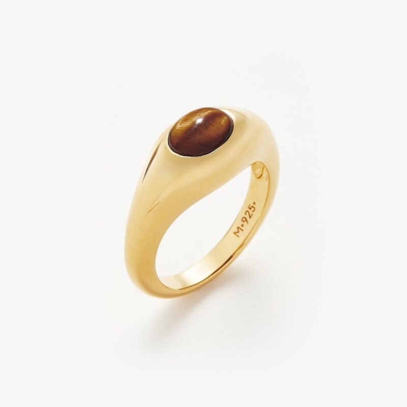 Savi Sculptural Gemstone Stacking Ring | 18ct Gold Vermeil/Tigers Eye