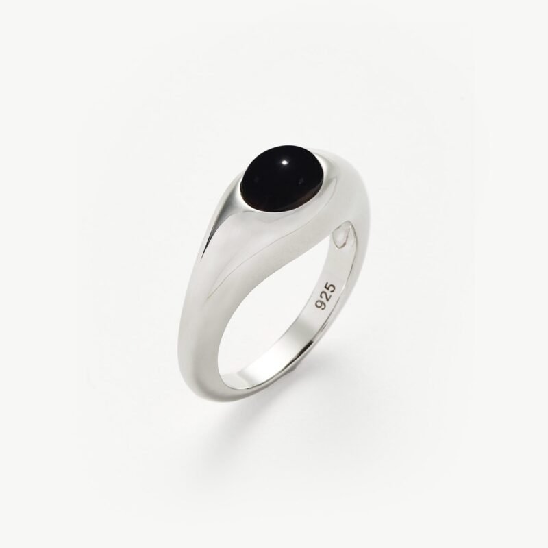 Savi Sculptural Gemstone Stacking Ring | Sterling Silver/Black Onyx